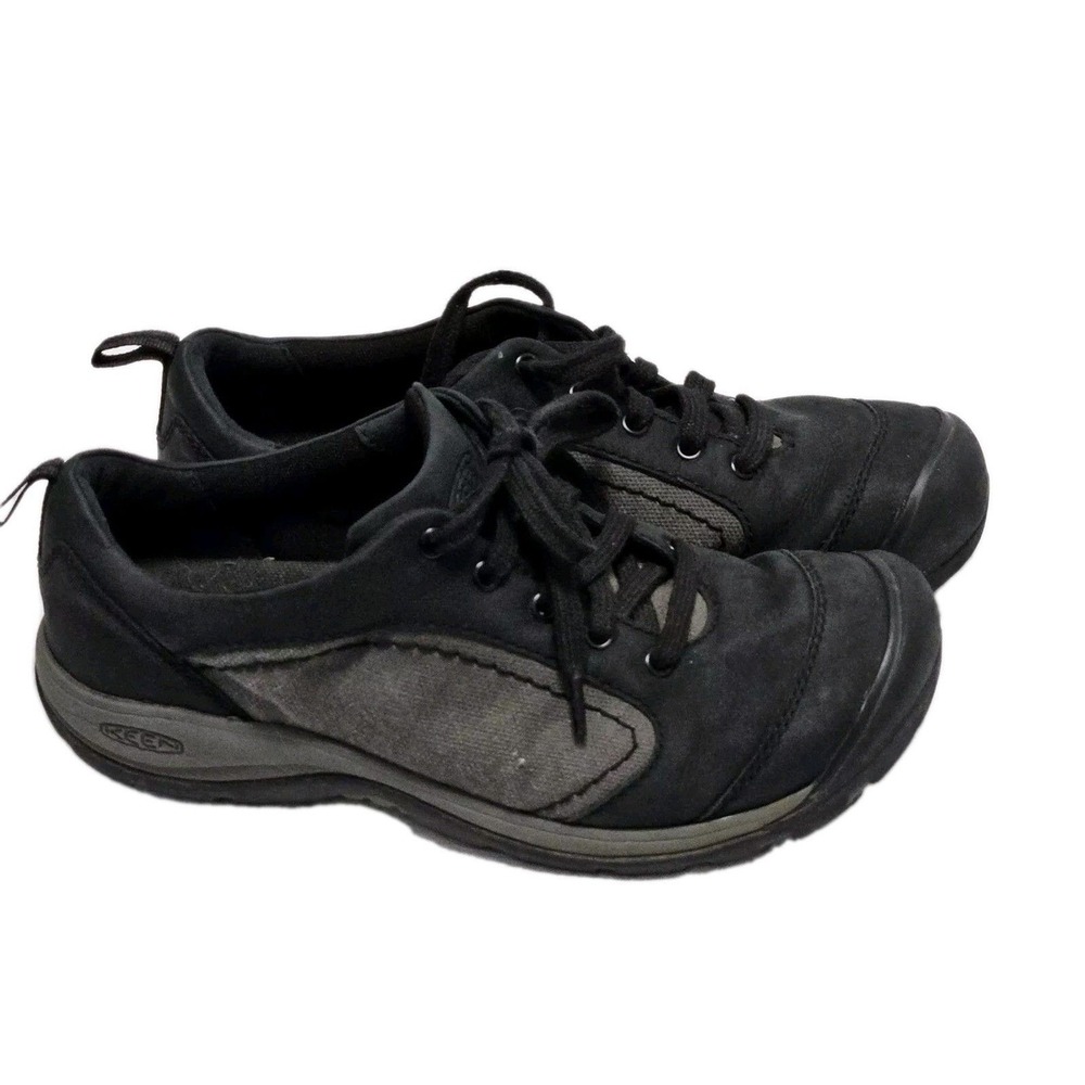 Keen Shoes Womens 9 Black Presidio Leather Canvas Walking Sneakers 1022535